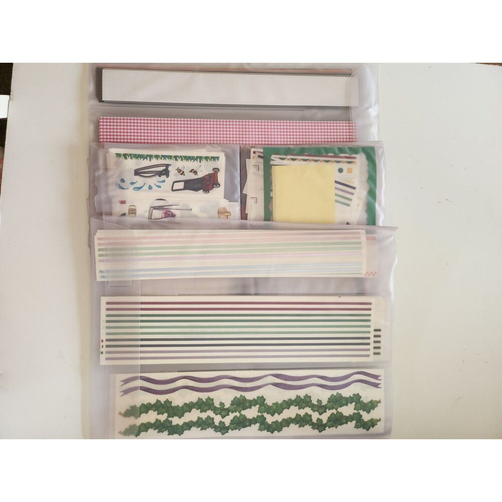 3 Protective Sleeves  filled with stickers, border strips B36